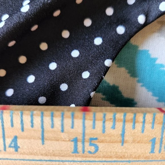 PERSEPTION CONCEPT Black white POLKA DOT dress Small stretch knit flare - Picture 7 of 8